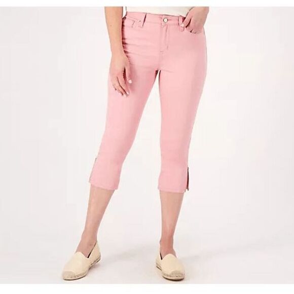 Laurie Felt Women 14 Regular Wave Denim Capris Pockets Zipper Detail Blush NWOT) - Picture 2 of 5